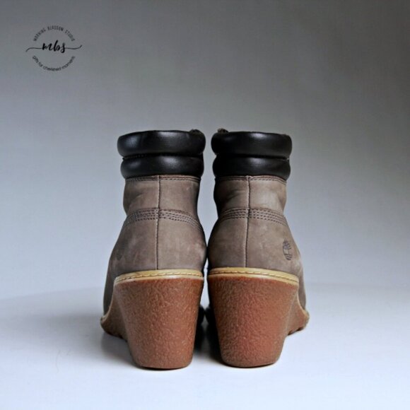 EUC Timberland Earthkeepers Amston Wedge Ankle Boots Gray Black Women 7 - Picture 5 of 13